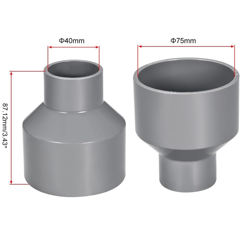 TOP-VIGOR PVC DWV Reducing Coupling 40mm x 75mm Pipe Fitting