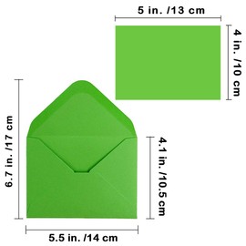 Supla 160 Sets 16 Colors Contour Flap Envelopes & Blank Single Panel Cards for Wedding, Kids, Graduation Gift & More