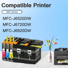 LC109 XXL Ink Cartridges Super High Yield 5-Pack (105C 105M 105Y, 2 x 109BK XXL) Compatible LC109 LC105 Replacement for Brother LC109 Ink Work with Inkjet MFCJ6520DW MFCJ6720DW MFCJ6920DW Printer