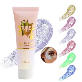 AONAT Body Glitter Gel, Glitter Makeup, Glitter Face, Glitter Make-Up, Long-Lasting Glitter Liquid Gel, for Face Hair Lips Nails Make Up Cosmetics Festival Party