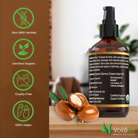 Aceite De Argán Voilave 100% Orgánico Puro Para Piel, Uñas Y