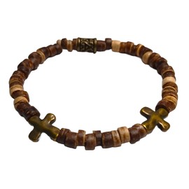 Faith Based Stretchy Beaded Bracelet with Bronze Cross