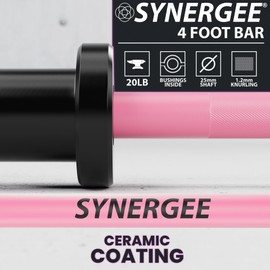 Synergee 4.8-Foot Barbell with 2” Sleeves. Rated 500lbs for Weightlifting. Available in Pink.