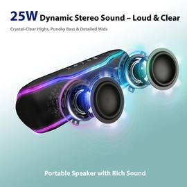 NSY Audio Portable Bluetooth Speaker w/Tap-to-Play Drum Beats, IPX7 Waterproof, 24H Playtime, Colorful LED Lights, TWS Pairing, Wireless Speaker for Outdoor, Party, Beach, Travel & Kids Gifts, Blue