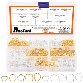 Rustark 400Pcs 5 Styles Gold and Sliver Twisted Open Jump Rings Assortment Kit Jewelry Making Findings Set for Earring Bracelet Keychain Garland Necklace Pendants DIY Crafting - 12mm 15mm 16mm 18mm