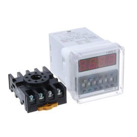 YXQ DH48S-S 0.1S-99H 8-Pin Adjustable Time Delay Timer Relay+PF083A Relay Base, 24VDC 250VAC
