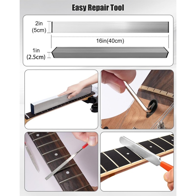 Guitar Repair Kit Luthier Tools Set, Fret Leveling Kit, Complete