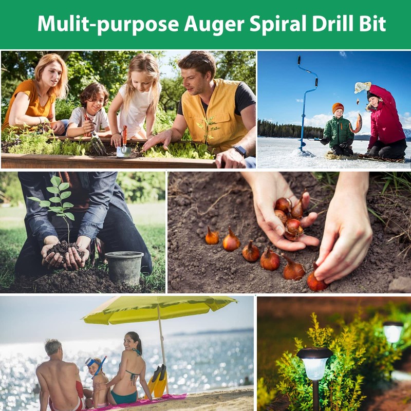 DEEGETEL Auger Drill Bit for Planting 4 Pack, Garden Ground