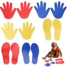 12Pcs Colorful Hands Feet Carpet Markers Hands Foot Shaped Non Slip Floor Markers Integration Toy Game Mat for Classroom Home Carpet Kids Spots Floor Spots for Kids Position Spots Teacher Supplies