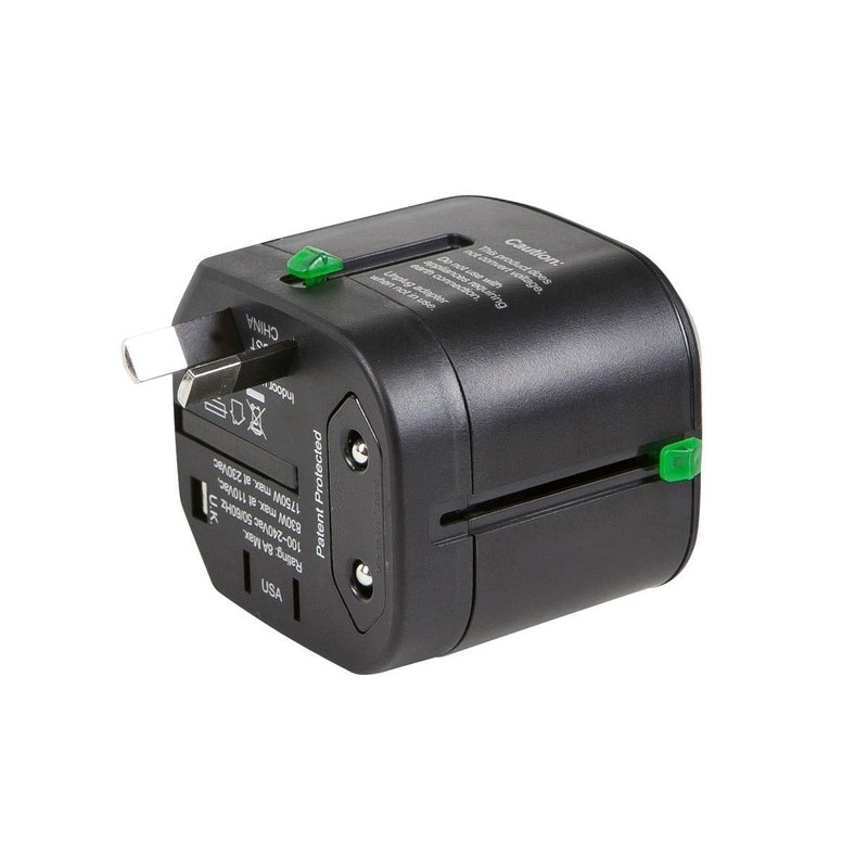 Monoprice Compact Cube Universal Travel Adapter, Supports International Power Outlets,