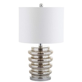 JONATHAN Y JYL1074A Allen 22.75" LED Glass Table Lamp Contemporay,Transitional for Bedroom, Living Room, Office, College Dorm, Coffee Table, Bookcase, MercurySilver