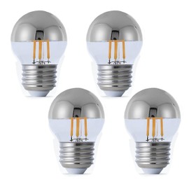 4W Half Chrome Light Bulbs Dimmable G45, Silver Tipped Mirror Retro Decorative LED Edison Bulb E26 Base 2700K Soft White 40W Equivalent Edison Bulbs with Half Chrome LED for Home Lighting , 4-Pack