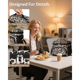 Pritent Lunch Box for Man Women, Insulated Lunch Bag Cooler Bag Leakproof Lunchbox Lunch Tote Bags with Removable Strap for Work School Picnic Travel (Leopard/12L