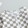 Ledy Champswiin Newborn Baby Boy Zipper Romper Checkered Jumpsuits Infant