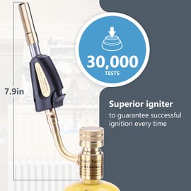 TAUSOM Propane Torch Head with Igniter - Turbo Torch Kit for Soldering, Welding, Brazing, Plumbing, Glass Beads DIY - Compatible with MAP Gas, MAPP, Propane Cylinder, CGA600 Standard