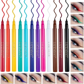 12 Piezas Eyeliner Colores Waterproof Liquido Delineador de Ojos de Colores Gel Eye Liner Mate Lapiz de Ojos Long Lasting Herramientas Maquillaje Regalo para Mujer