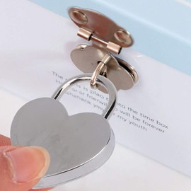 1 Juego De Candado En Forma De Corazón Con Llave, Mini Candado De Metal En Forma De Cora,candado Vintage Para Equipaje, Cerradura de Metal en Forma de Corazón 45x59 mm(plata)