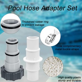 Pool Hose Adapter Set:Pool Hose Connector 1-1/4" or 1-1/2" Pool Vacuum Hose Adapter, Hose Adapter with clamping clips,suitable for pool hoovers, pool pumps or filter hoses - Pool Kit