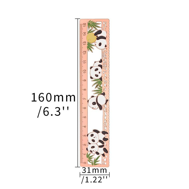 Rose Gold Metal Ruler Hollow Brass Rulers Panda Metal Bookmarks