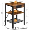 HOOBRO End Table with Charging Station and USB Ports, 3-Tier