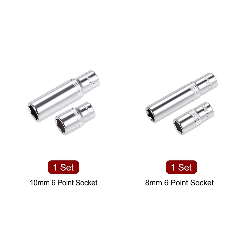 uxcell 1/4-inch Drive by 8mm & 10mm Deep and Shallow