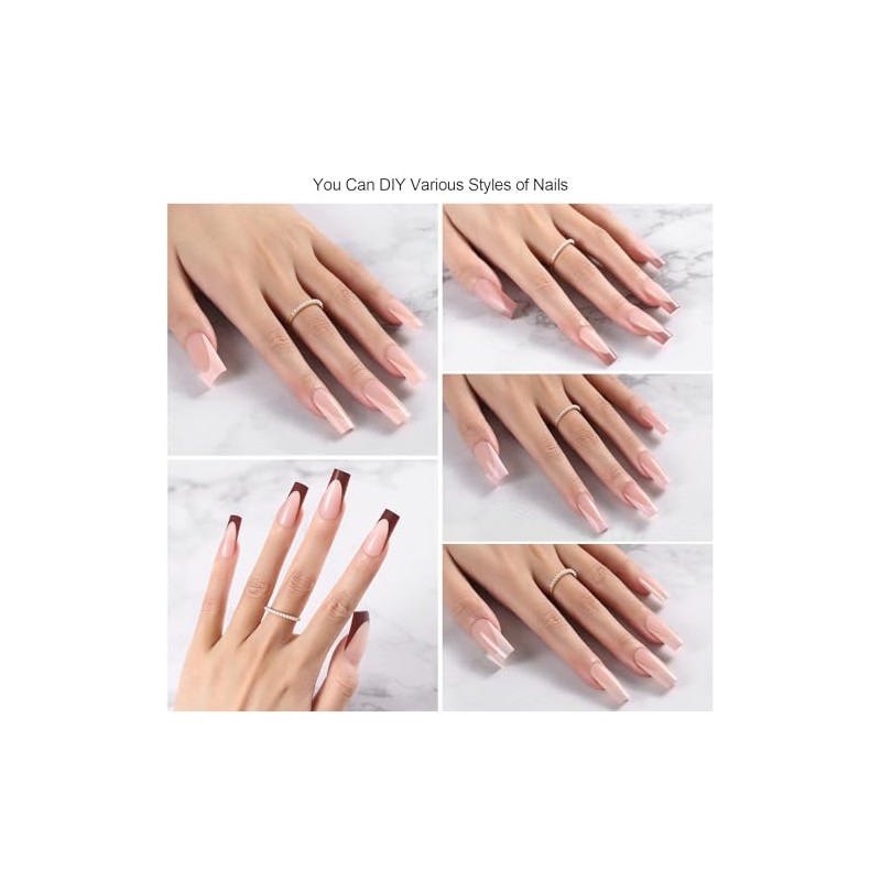 OPkssnails 300 uñas postizas francesas, largas y cuadradas, preformadas, sin
