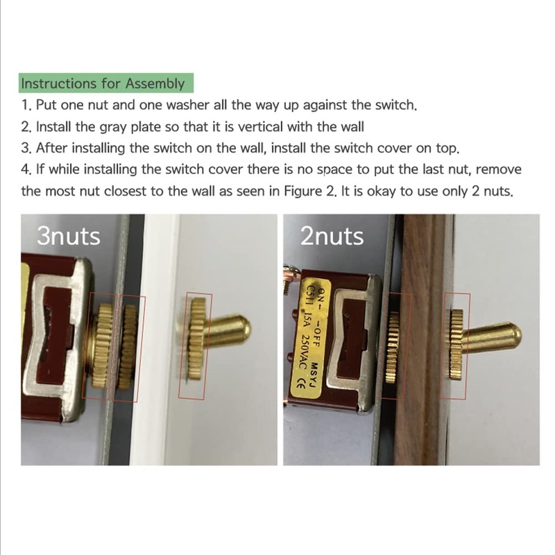 Aruastudio Retro Interior Light Switch ON-Off Set, Switch Panel, Toggle