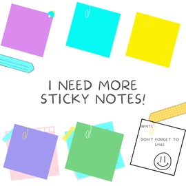(6 Pack) Sticky Notes 76mm x 76mm, Pastel Colorful Super Sticking Power Memo Post Stickies Square Sticky Notes for Office, Home, School, Meeting, 60 Sheets/pad