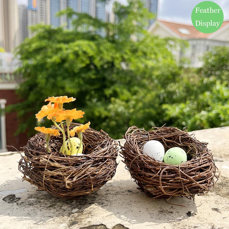 LWINGFLYER 2pcs Rattan Birds Nest for Garden Home Decor Easter
