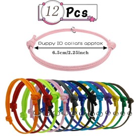 12PCS Puppy Collars, Puppy Whelping Collars Assorted Colors Adjustable Basic Collars Puppy ID Bands Newborn Dog Cat Pet Identification Collar Supplies (S)