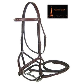 Paris Tack Round Raised Double Fancy Stitch Figure 8 Bridle with Matching Rubber Reins