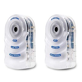Zircon Leak Alert WiFi- 2 Pack - Smart Electronic Water Detector Alarm with Email, Audio and Visual Alerts - Batteries Included, (72336) , White