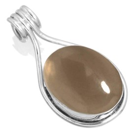 Jeweloporium 925 Silver Pendant for Women Brown Smoky Topaz Stone Solitaire Silver Pendant Necklace Wedding Gift Costume Jewelry