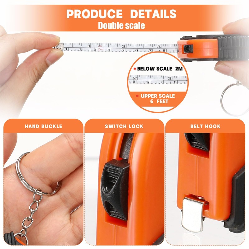 Kigeli 50 Pcs 6ft/2 Meter Mini Measuring Tape Keychains Small