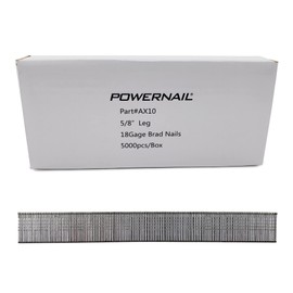 Powernail AX10 18 Gauge 5/8 Inch Length Galvanized Straight Brad Nails (Case of 20x 5000ct Boxes)