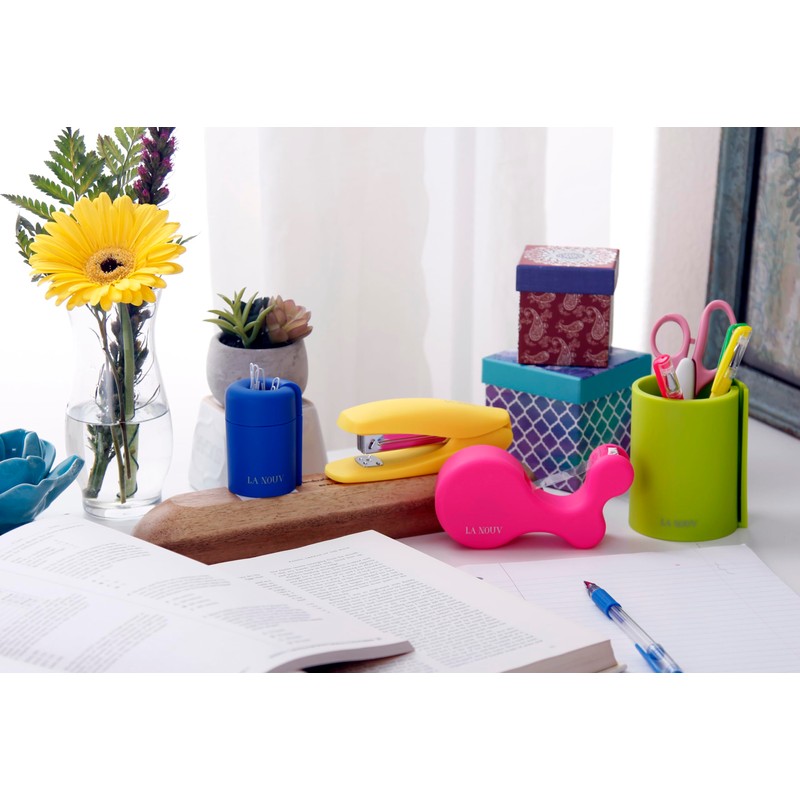 LA NOUV Cute Hot Pink Desk Stapler for Girls &