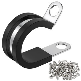 RTHIEAI 5/16 Inch Cable Clamps - Pack of 20 Sets with M6 x 20mm Bolts & Nuts, Stainless Steel, Insulated, Hose & Pipe Clamps