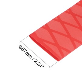 sourcing map Heat Shrink Wrap Tubing for Fishing Rod Grips Handle, 35mm Dia 57mm Flat 1.6ft 2:1 rate, Red