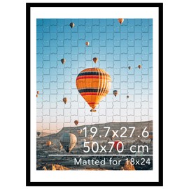 JCJMY 19.7x27.6 Puzzles Frame for 50x70 cm Puzzles Poster Photo Picture, Display 18x24 with Mat or 19.7 x 27.6 without, Wall Hanging 19.7 by 27.6 inch 1000 Pieces Puzzles Frame, Black