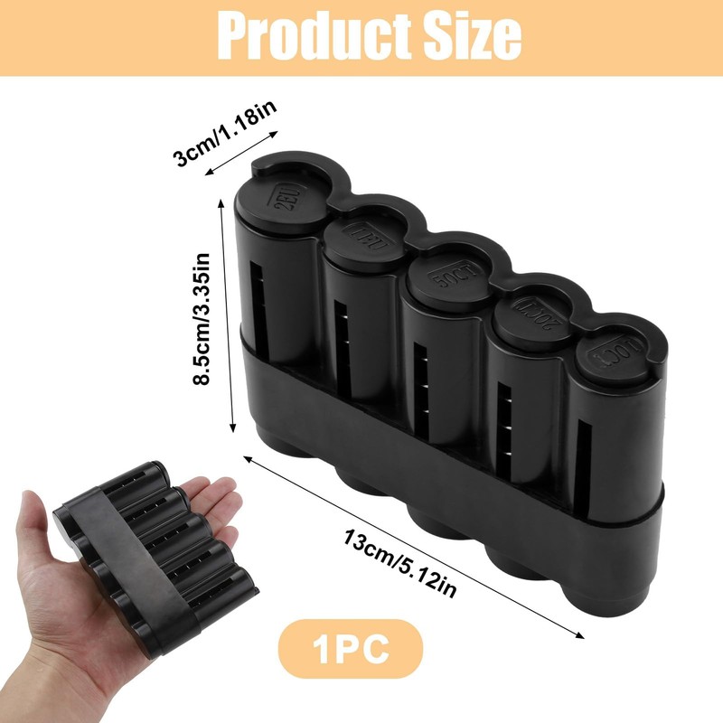 Coin Box with 5 Compartments, Coin Dispenser in Black, Change