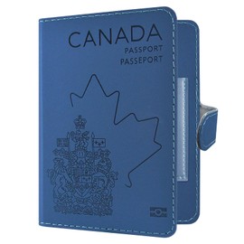 DMLuna RFID Blocking Passport Holder, Travel Essentials Premium PU Leather Travel Passport Wallet Cover Case Lightweight Passport Travel Organizer for Women and Men, Navy Blue