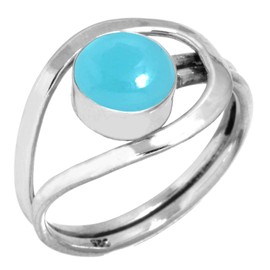 Jeweloporium 925 Silver Ring for Women Size Y Blue Chalcedony Gemstone Vintage Silver Ring Christmas - Gift Solitaire Jewelry
