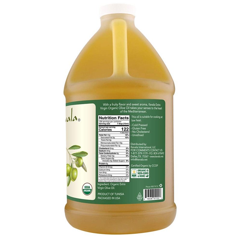 Kevala Extra Virgin Organic Olive Oil - Unrefined, Good for