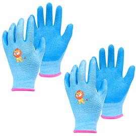 TOPWAYS Children's Garden Gloves for Age, 2 Pairs Children's Garden Yard Gloves, Camping Beach Combing Gloves, Safety Work Gloves (2 Pairs of Blue Gloves, S for Age 3 to 6)