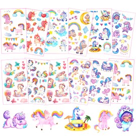 Unicorn Tattoos Girls Children's Tattoo Girls 12 Sheets Children's Tattoos Skin-Friendly Horse Tattoos School Cone Filling Girls Unicorn Birthday Rainbow Tattoo Children Unicorn Gifts for Girls