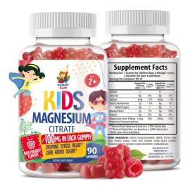 Gomitas de Magnesio Citrato Sunny Sam para Niños, con 90 Unidades Sabor Frambuesa