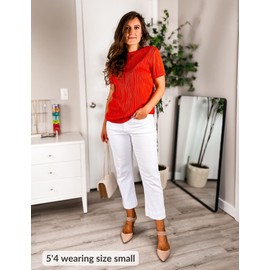 luvamia High Waisted Cropped Jeans for Women Casual Denim Capris Womens Fashion White Womens Capri Jeans for Summer White Jeans Summer Clothes for Women Size X-Large Fits Size 16 Size 18