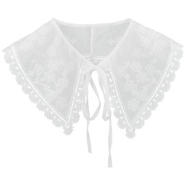CABODYALS Detachable White Lace Cotton False Collar for Womens Dresses