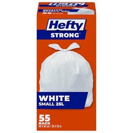 Hefty™ Garbage Bags, Strong Small 25 Litres White Kitchen, Easyflaps™, 55 Bags