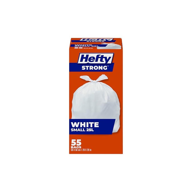 Hefty™ Garbage Bags, Strong Small 25 Litres White Kitchen, Easyflaps™,